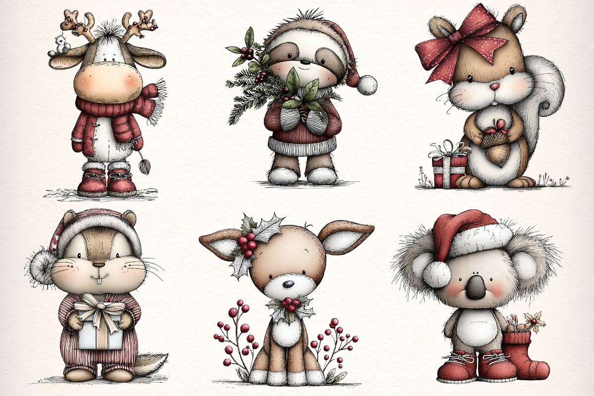 Whimsical Christmas Clipart Bundle, an Illustration by Dream Creation (Photo 5 of 7)