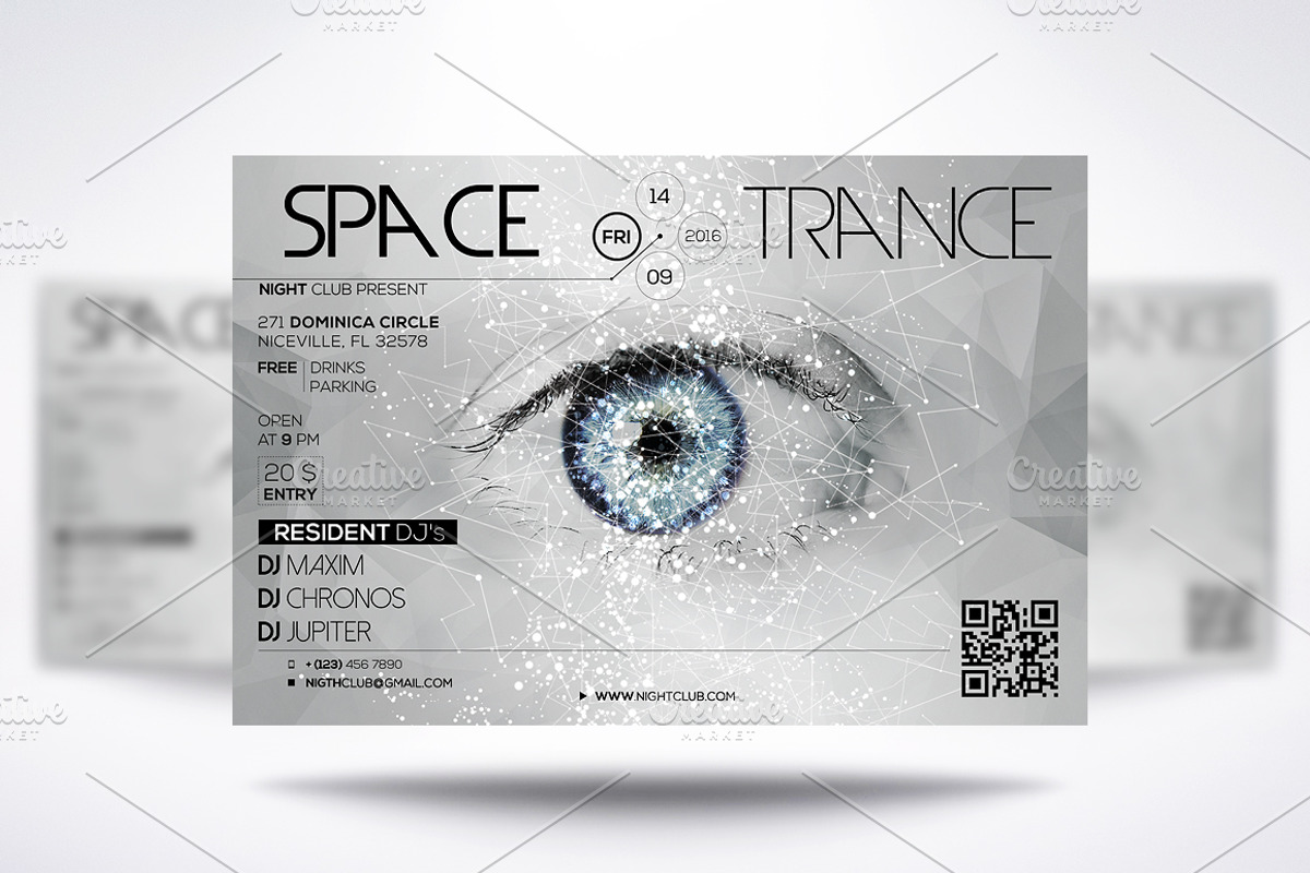 Space Trance Flyer, a Flyer Template by CREATIVE DUDE (Photo 2 of 4)