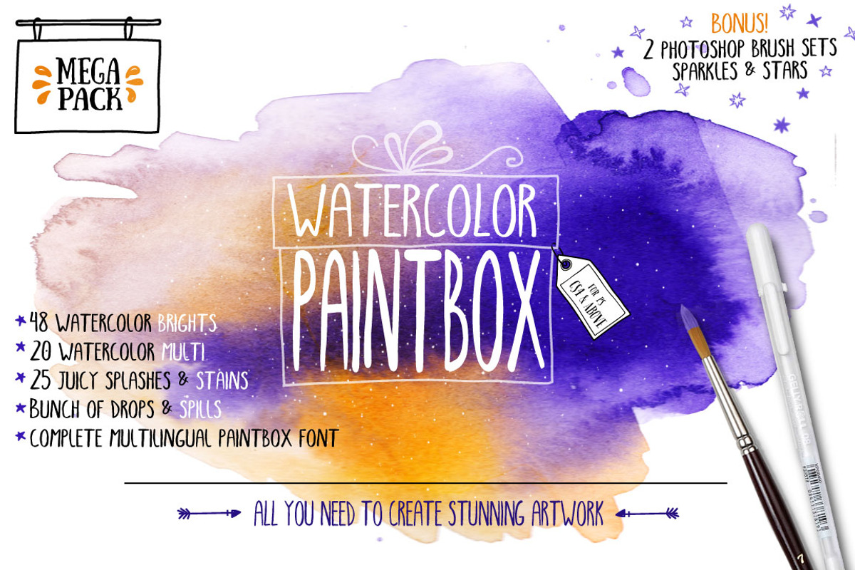 50% Off Watercolor Paintbox Mega Kit, a Texture Graphic by a Blond Moment (Photo 1 of 7)
