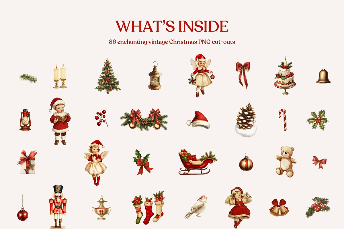 Vintage Christmas Collage Elements, an Object Graphic by Design Alchemy Studio (Photo 2 of 10)