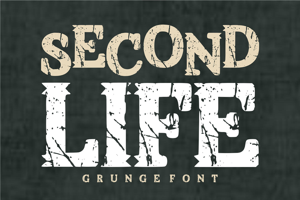 Second Life - Heavy Grunge Font, a Slab Serif Font by KiddoGlyphs Studio (Photo 1 of 5)