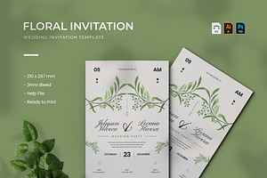 Floral - Wedding Invitation, a Print Template by VUNIRA