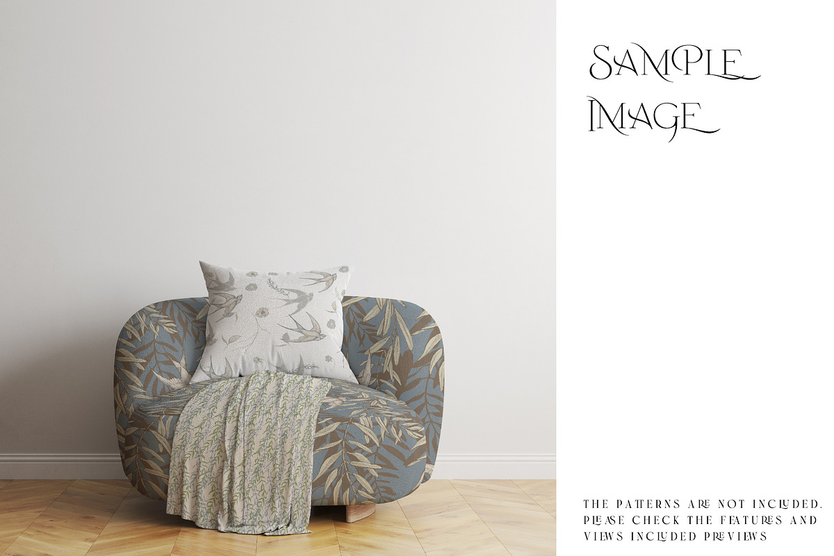 Armchair Upholstery Pillow & Blanket, a Product Mockup by mock-ups (Photo 5 of 10)