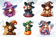 Cute Halloween Witch Clipart, a Graphic by designcity5 (Thumbnail 2 of 5)