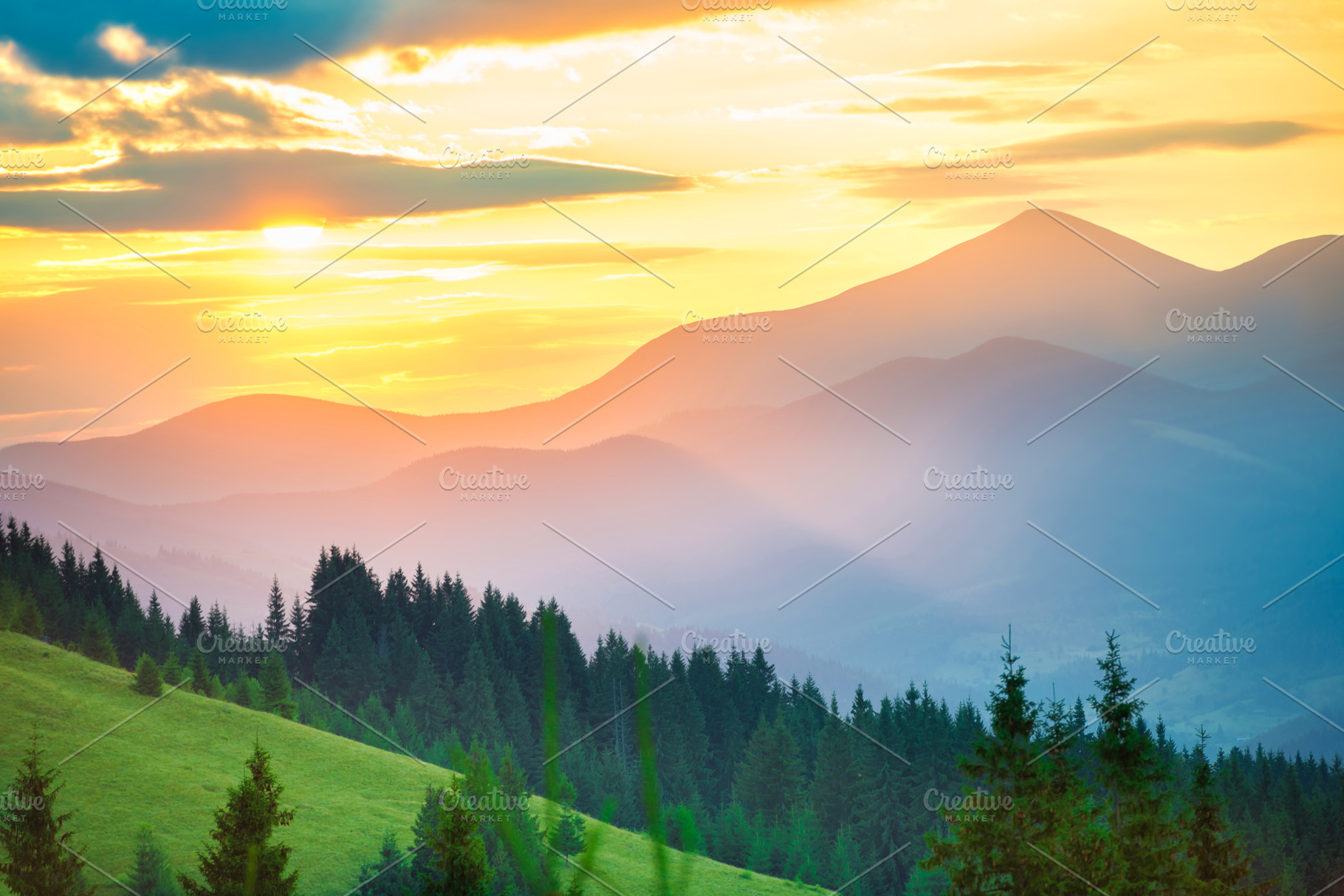 Beautiful sunset in the mountains, a Nature Photo by Vapi