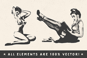 Retro Halftone Pinup Girl Pack