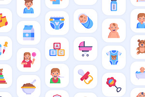 50 Childhood Flat Vector Icons