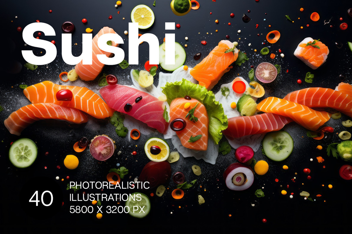 Sushi Art - 40 images, a Food Illustration by Handmadefont (Photo 1 of 12)