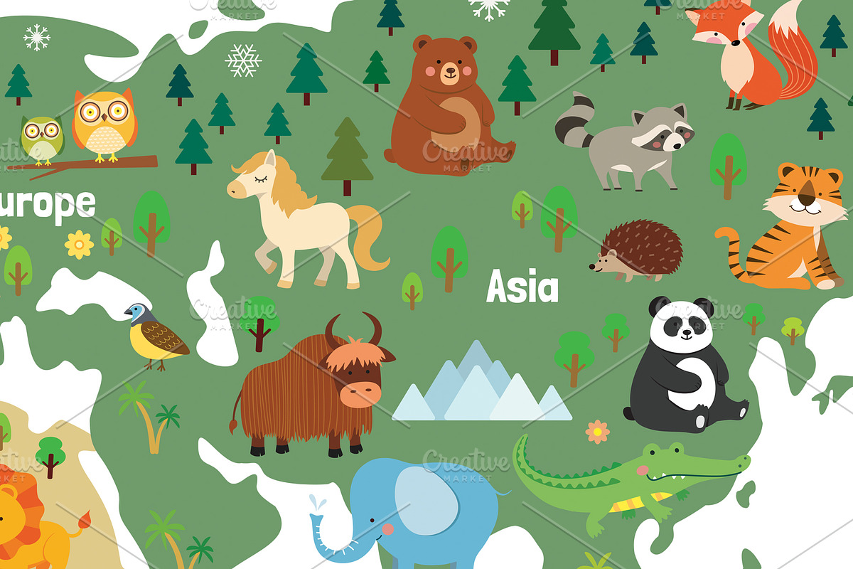 Cute Animals World Map, an Animal Illustration by GennyOnThePaper (Photo 4 of 4)