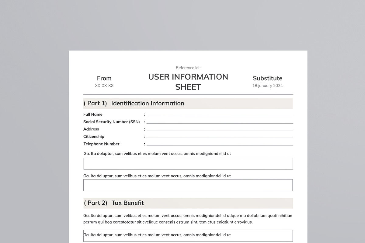 User Information Sheet Template, a Print Template by MightyDesign (Photo 2 of 8)