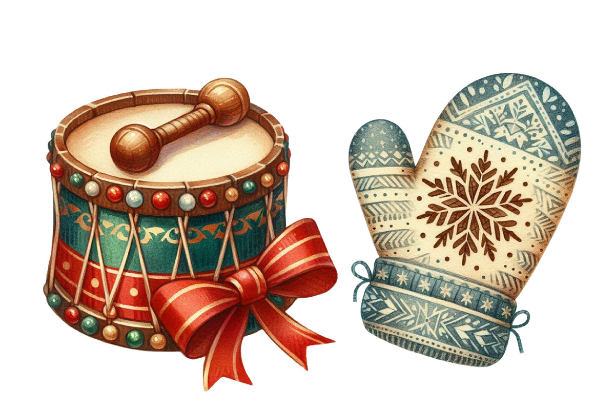 Watercolor Vintage Christmas Element, an Illustration by Designworld (Photo 5 of 6)
