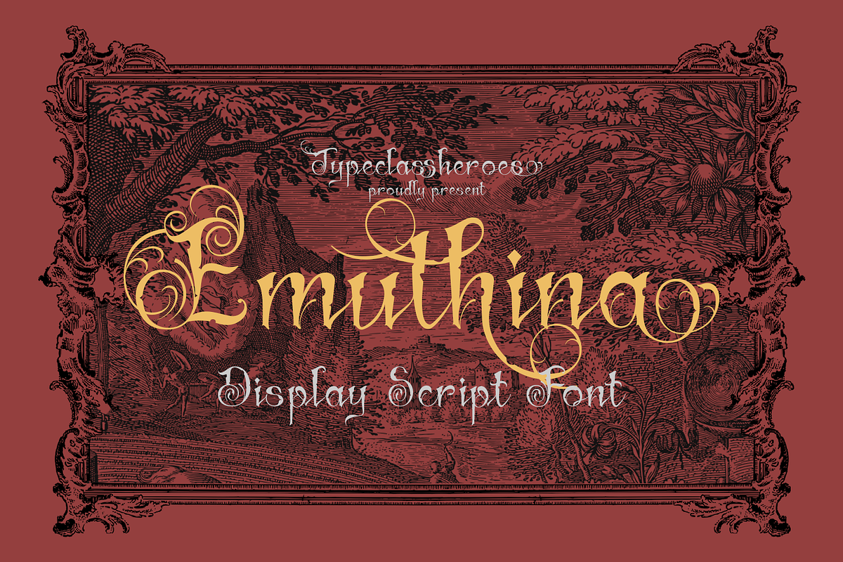 Emuthina Decorative Script, a Blackletter Font by TypeClassHeroes (Photo 1 of 10)