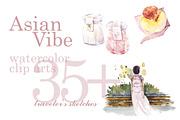 Watercolor Asian Vibe, an Object Illustration by Budogoshch (Thumbnail 1 of 8)