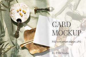 Card Mockup 4.25x5.5 Olive Green g45, a Merchandise Mockup by PawMockups