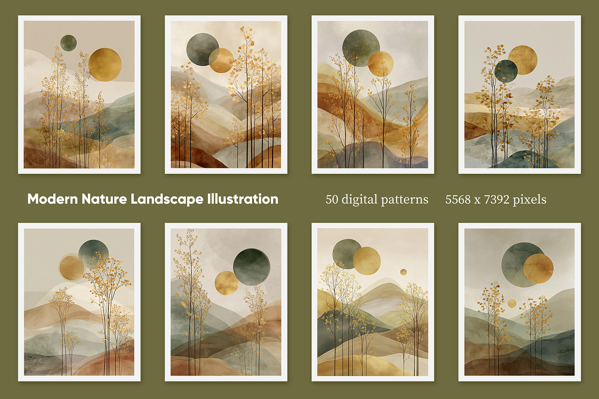 Modern Nature Landscape Illustration, a Decorative Illustration by Housui Patterns (Photo 3 of 12)