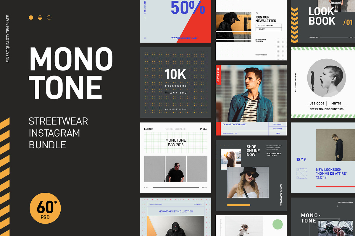 Monotone Streetwear Instagram Bundle, a Social Media Template by muhisya (Photo 2 of 9)