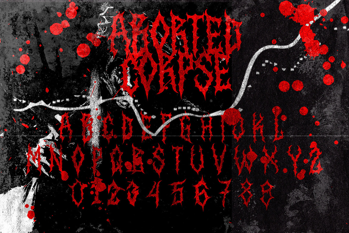 Aborted Corpse – Trash Typeface, a Blackletter Font by Fonday Studio (Photo 5 of 7)