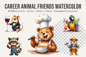 Career Animal Watercolor Clipart, an Animal Illustration by Artnoy
