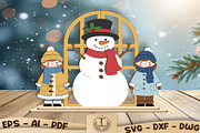 Snowman Kids Winter Sign SVG, a Seasonal Illustration by taramija (Thumbnail 1 of 3)