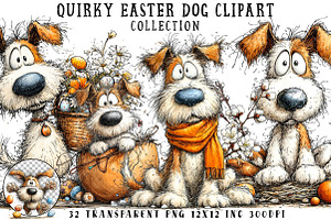 Quirky Easter Dog Clipart, an Illustration by OK Design