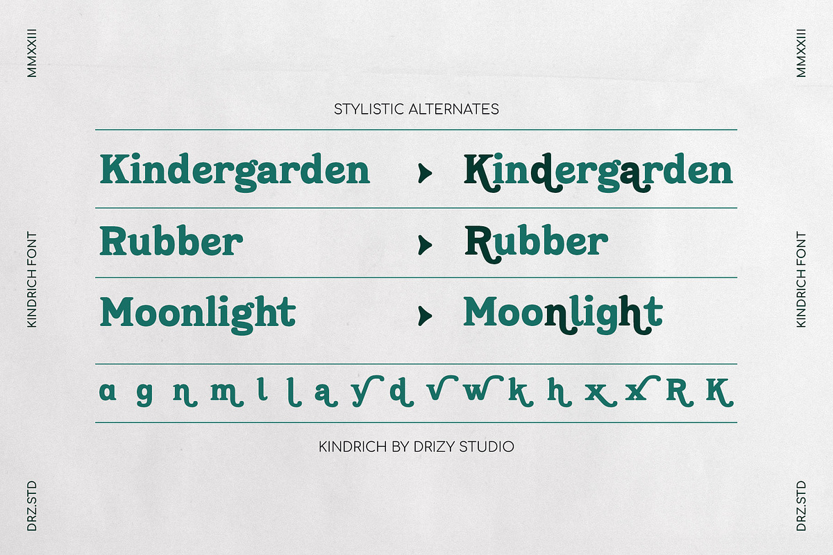 Kindrich – Vintage Serif Font, a Sans Serif Font by Drizy (Photo 3 of 10)
