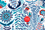 Blue Folk Art Garden, a Pattern Graphic by Arie Clares (Thumbnail 2 of 13)