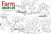 Cute Farm Animals Coloring Set, an Animal Illustration by Peekadillie Art (Thumbnail 1 of 3)