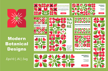 Mosaic Botanical Patterns & Elements