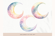 Watercolor Moon Clipart PNG, Pastel, a Decorative Illustration by illuztrate (Thumbnail 5 of 6)