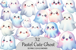 Pastel Cute Ghost Sublimation,, a Graphic by CitraGraphics