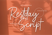 Restday Signature Script, a Script Font by Weape Studio (Thumbnail 1 of 6)