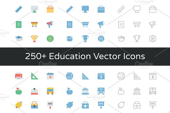 250 Education Vector Icons