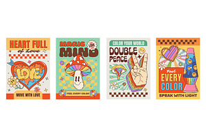 70s groovy hippie characters retro, an Illustration by Buch&Bee