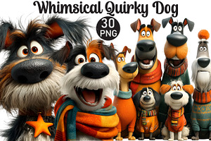 Whimsical Quirky Dog Clipart, an Illustration by Black Bird Studio