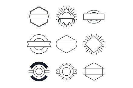 Set of vintage style elements, an Outline Icon by idimair