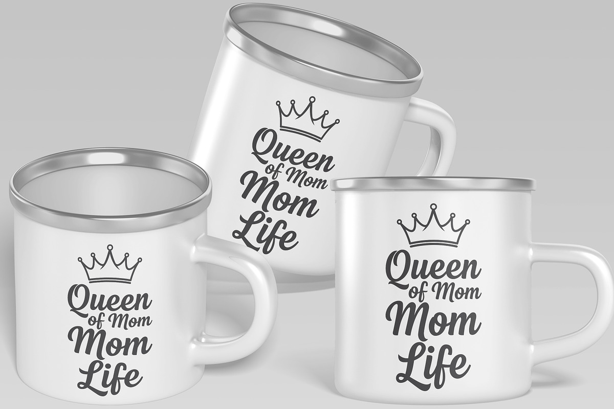 Queen of Mom Life T-Shirt Design SVG, an Object Illustration by Ghagra (Photo 4 of 7)