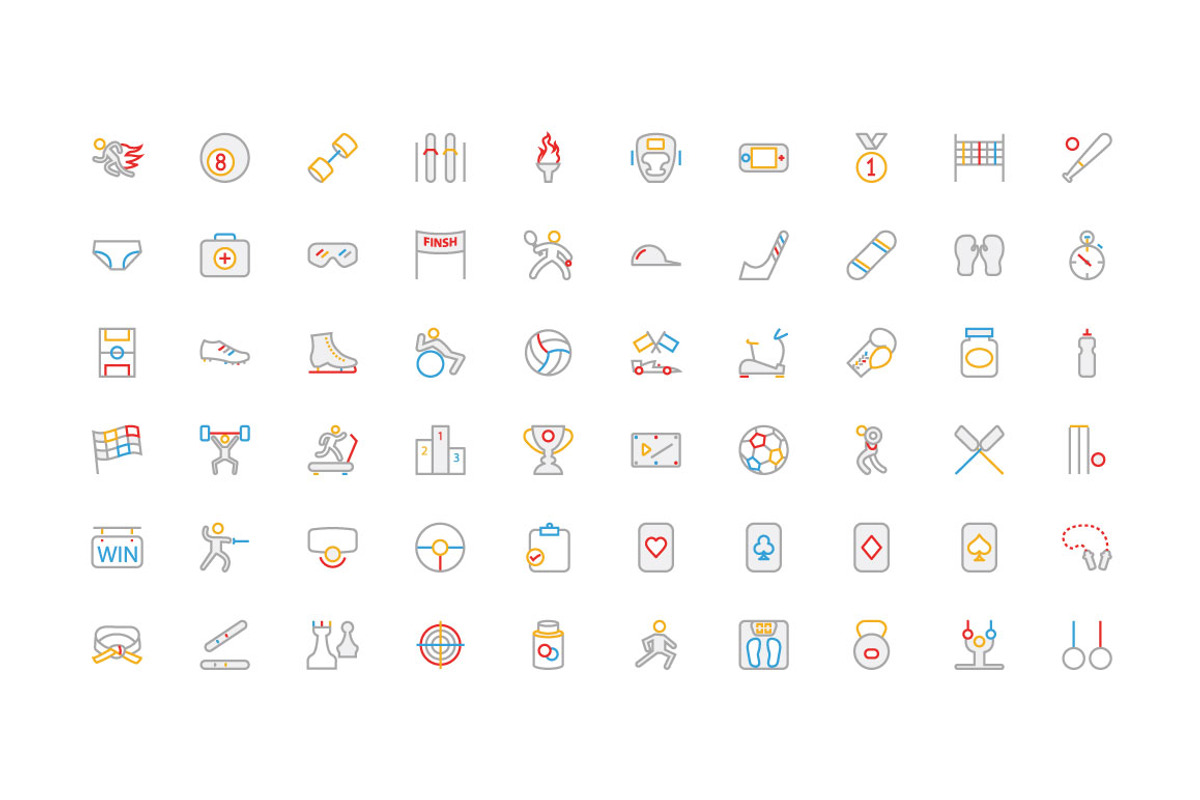 200 Sports Colored Line Icons preview 2
