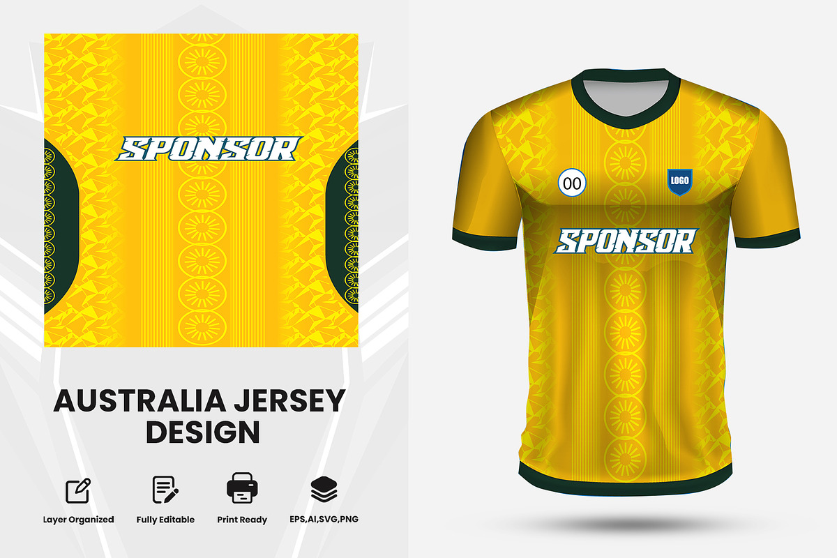 Australia Cricket Jersey Design, a Sport Illustration by samsulpassive (Photo 3 of 3)