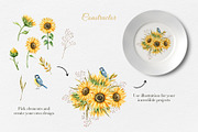 Watercolor Sunflowers Collection, a Seasonal Illustration by Navenzeles (Thumbnail 8 of 12)