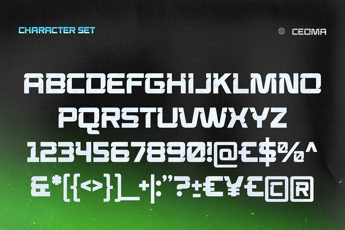 Ceoma – Futuristic Modular Font, a Sans Serif Font by Drizy (Photo 3 of 8)