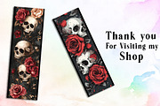 Skull Flower, Halloween Bookmark png, an Illustration by Watercolor design (Thumbnail 3 of 3)