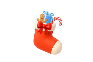 3d Christmas Stocking with, an Object Illustration by ModVector