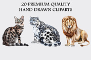 Watercolor Wild Cats Clipart Set, an Animal Illustration by CropUp Creative (Thumbnail 2 of 4)