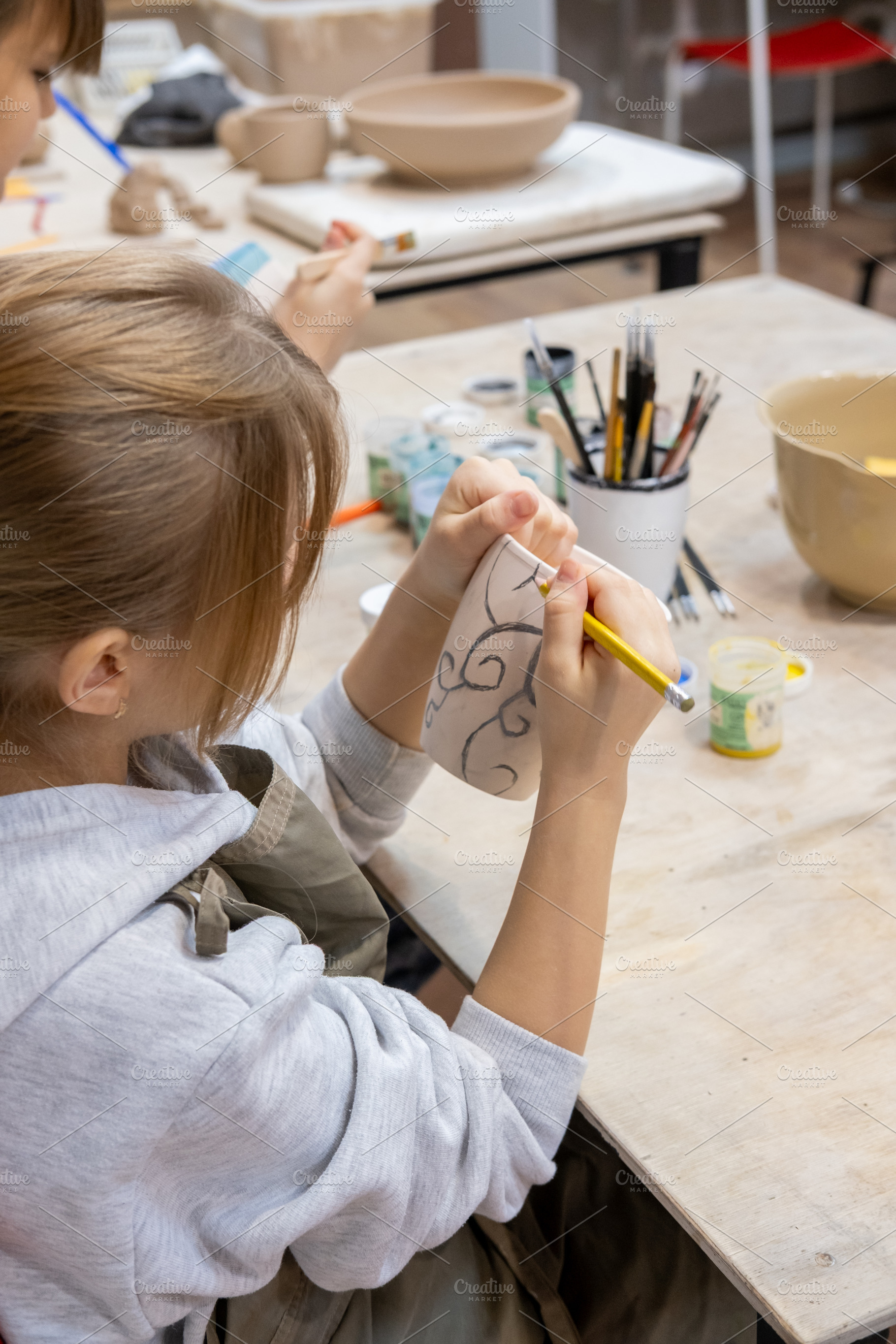 Sketching pottery ceramic therapy kids painting, an Arts & Entertainment Photo by Photo Drive Studio