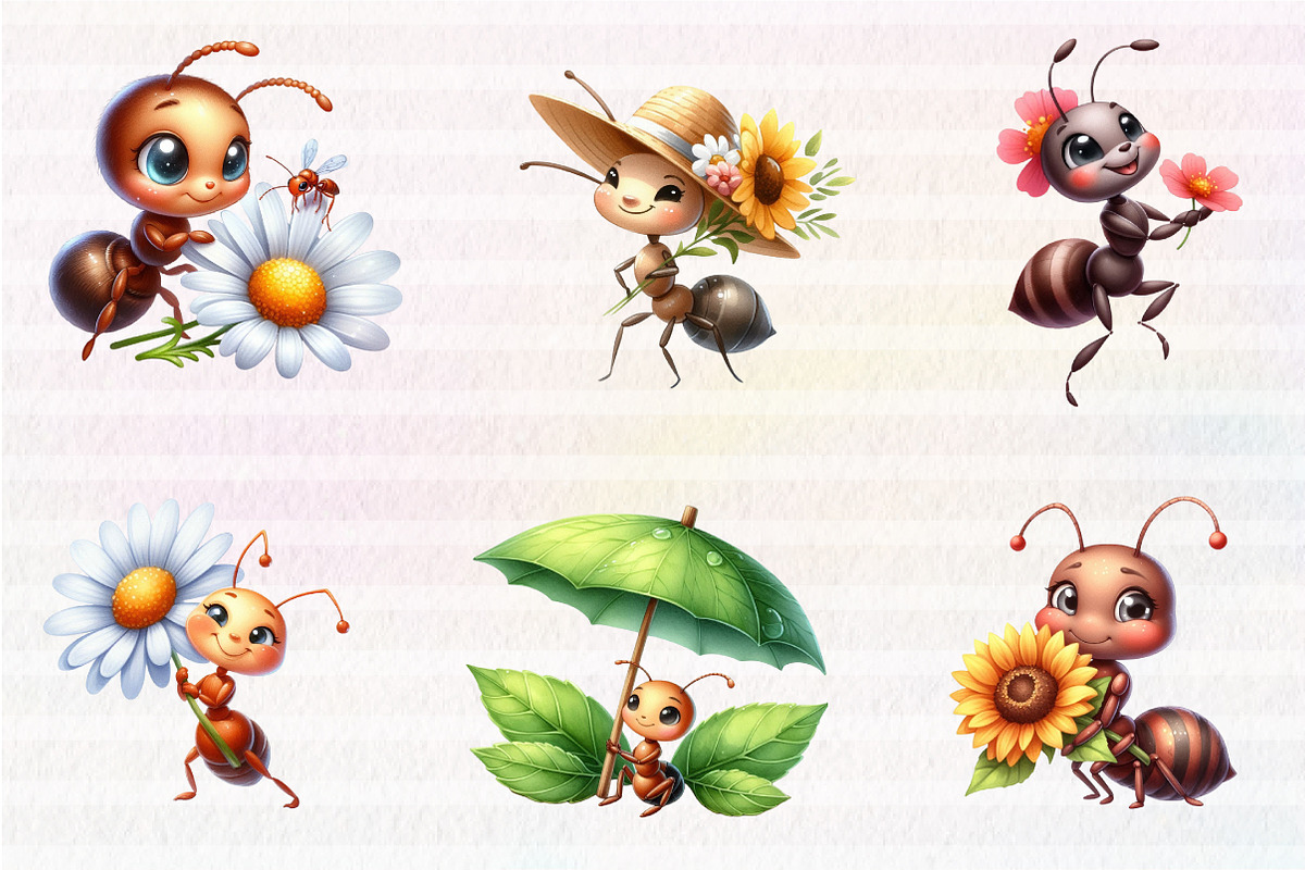 Happy Cute Ants Cartoon Clipart, an Illustration by CreationArt (Photo 2 of 4)