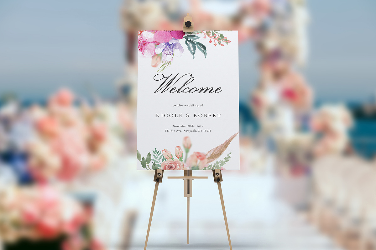 Welcome Sign Template Canva, an Invitation Template by ShineOnWedding (Photo 5 of 9)