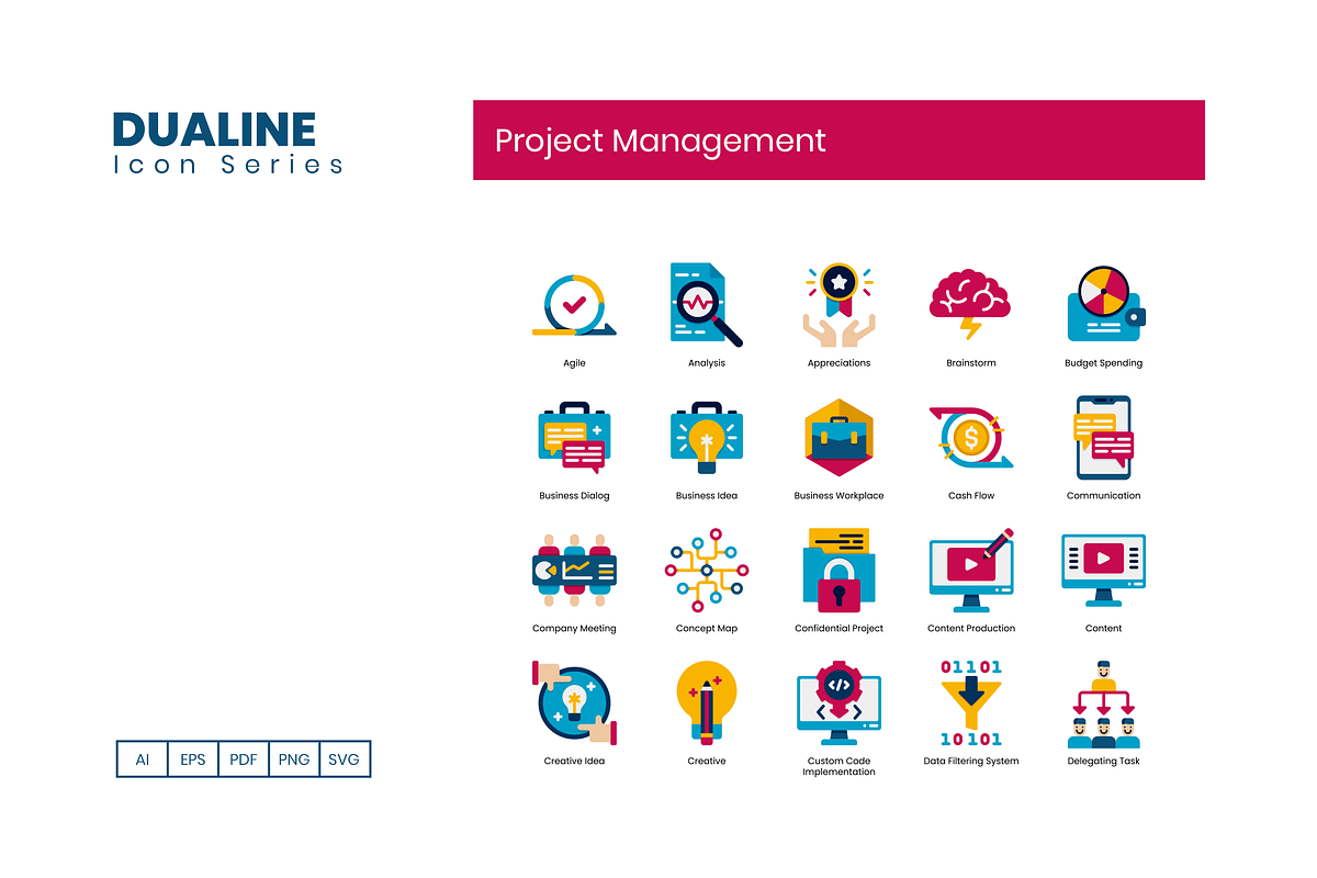 80 Project Management Icons, an Icon by Flat Icons