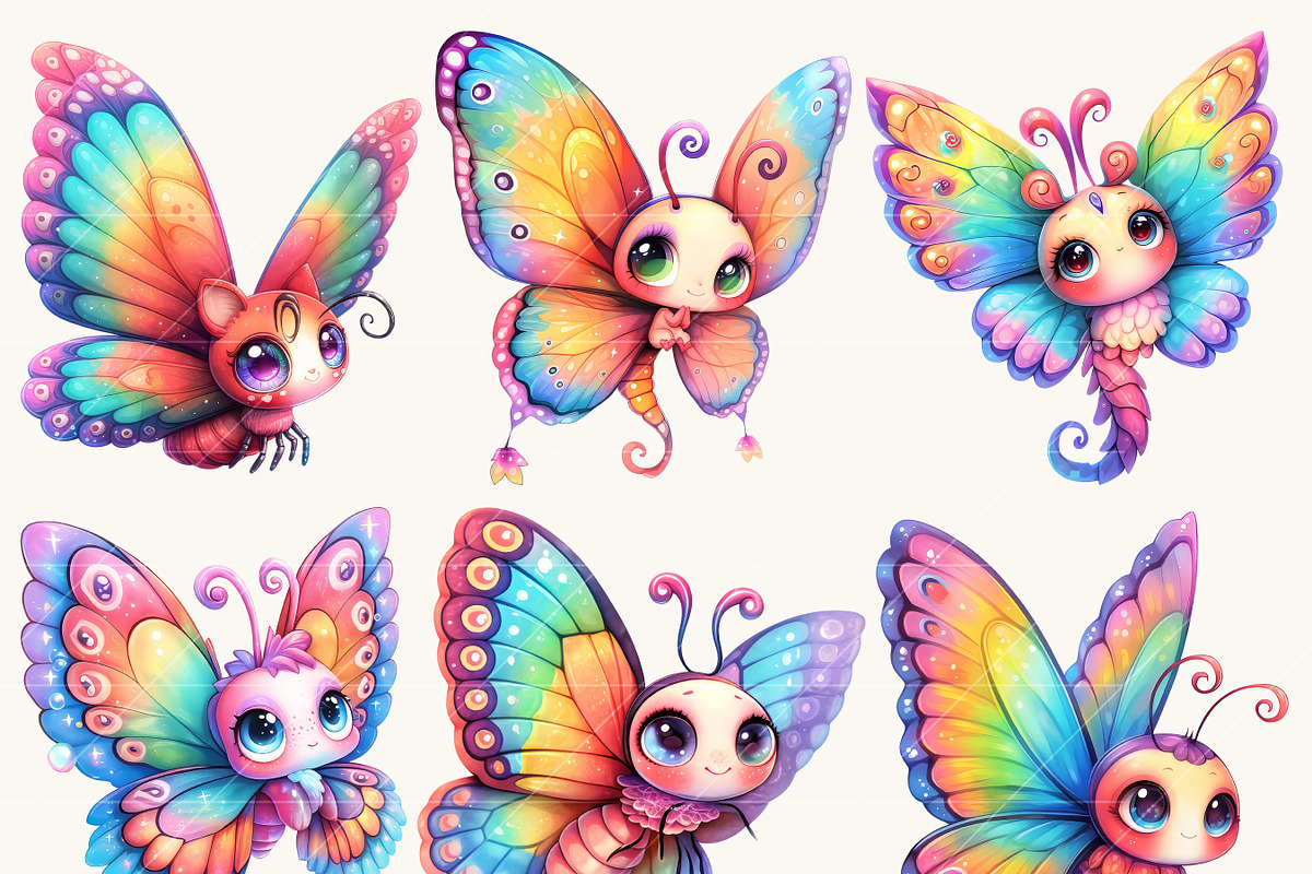 Watercolor Cute Butterflies Clipart, an Animal Illustration by Design Scotch (Photo 6 of 10)