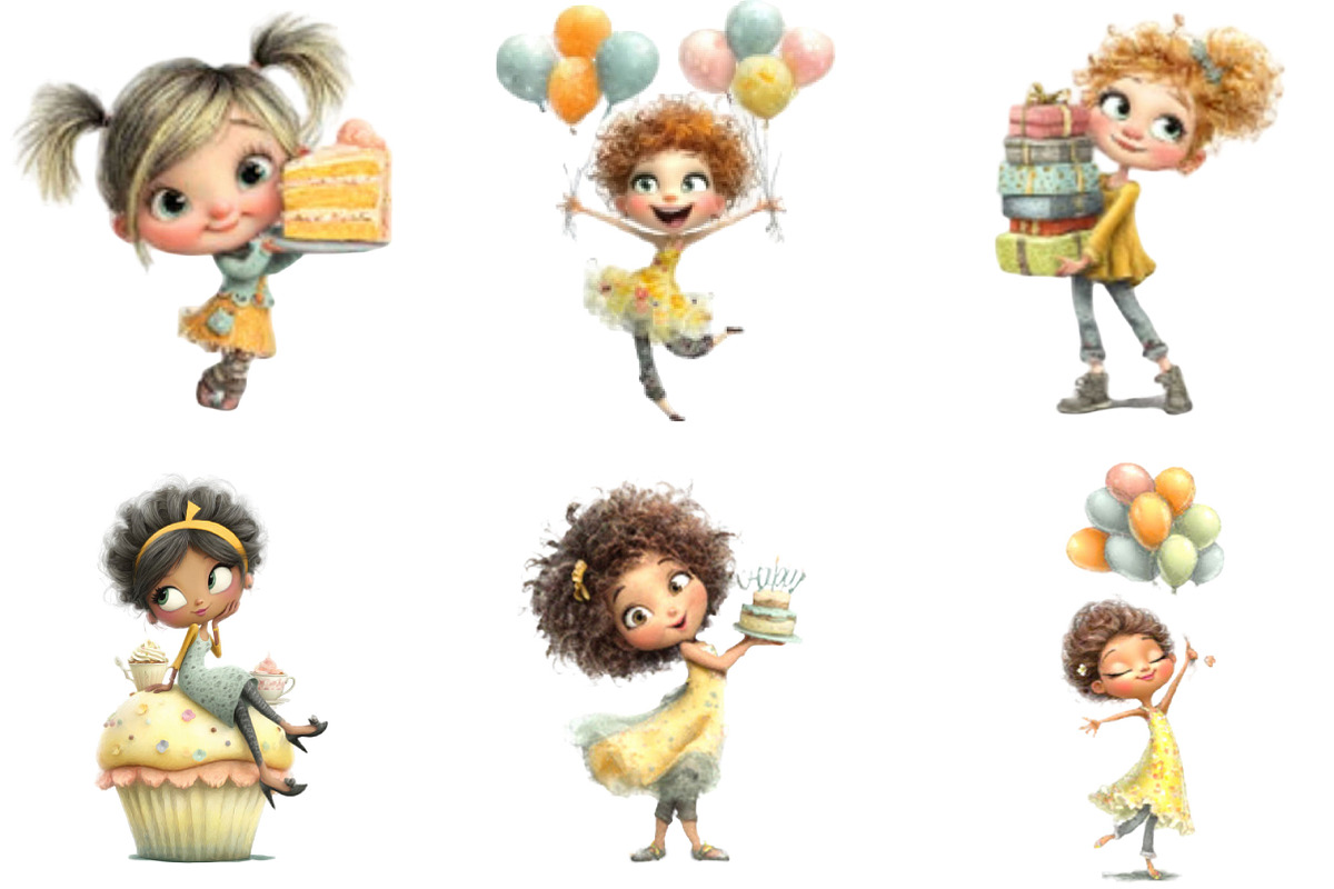 Quirky Birthday Girl Clipart, an Illustration by Designking (Photo 4 of 5)