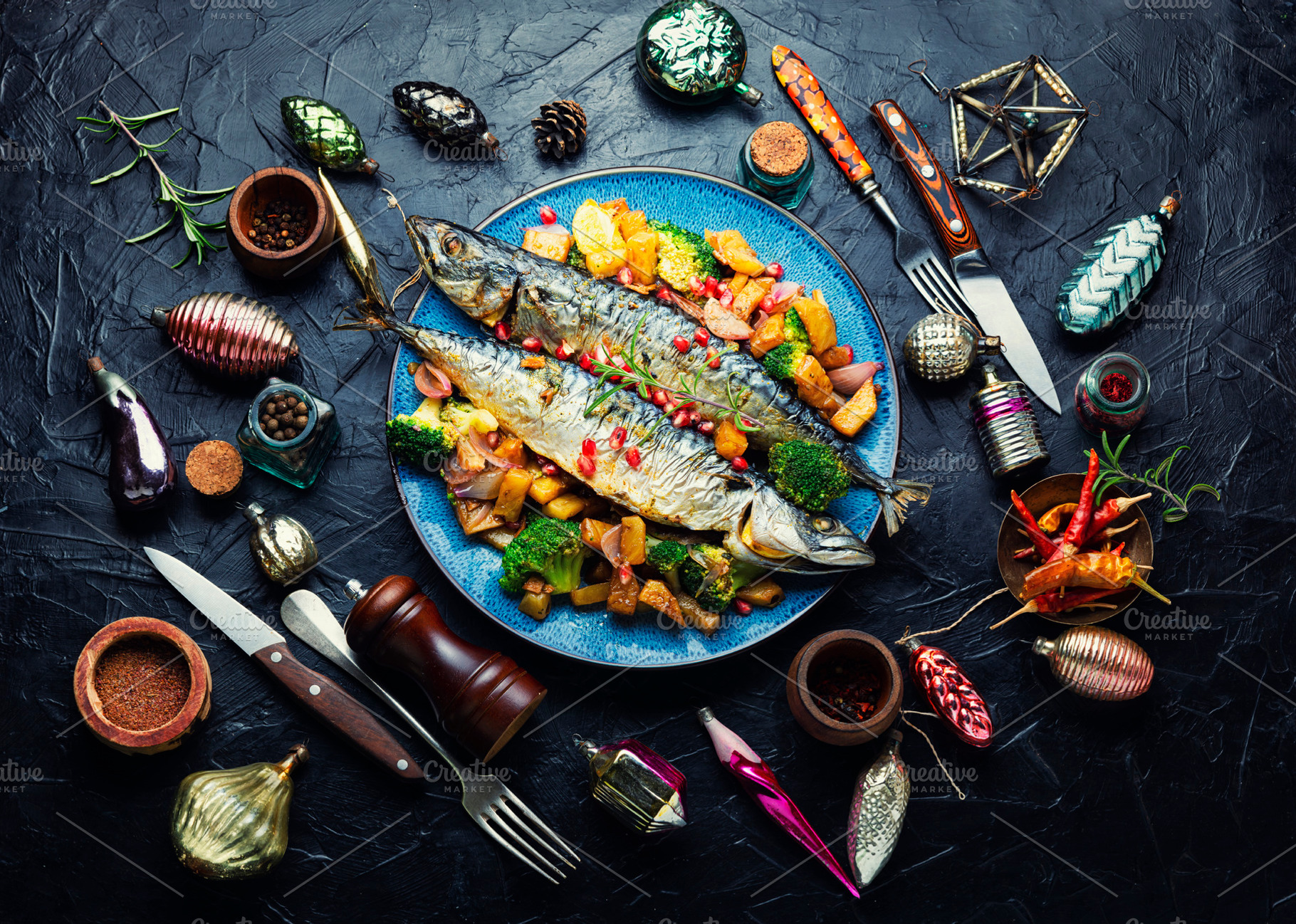 Roasted mackerel fish, a Food & Drink Photo by MLunov MLunov